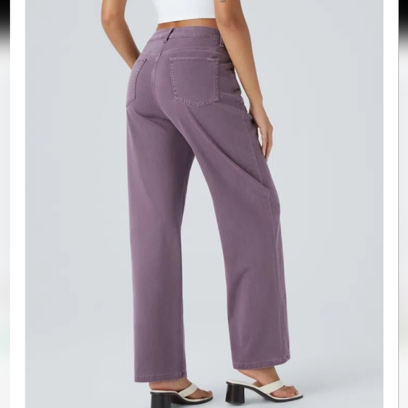 Halara Flex High Waisted Straight Leg Pull On Jeans Pants Womens Size S Purple - Picture 12 of 12